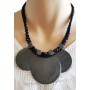 Collier cordon noir 3 cercles de nacre noire Lara Ethnics