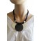 Collier cordon noir 3 cercles de nacre noir et blanc Lara Ethnics