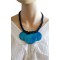 Collier cordon noir 3 cercles de nacre bleus Lara Ethnics