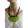 Collier cordon noir 3 cercles de nacre vert Lara Ethnics