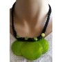 Collier cordon noir 3 cercles de nacre vert Lara Ethnics