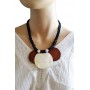 Collier cordon noir 3 cercles de nacre larron et blanc Lara Ethnics