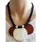 Collier cordon noir 3 cercles de nacre larron et blanc Lara Ethnics