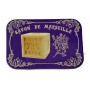 Boîte à savon SAVON DE MARSEILLE sur fond violet