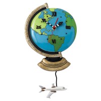 Horloge Globe et avion à balancier déco vintage Allen designs