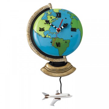Horloge Globe et avion à balancier déco vintage Allen designs