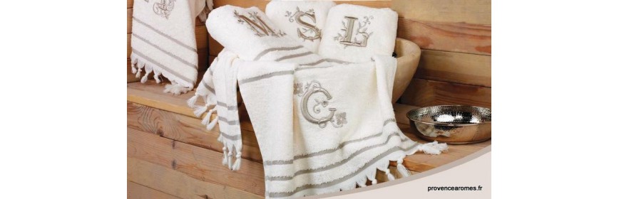 Serviette frange brodée personalisé