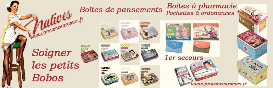 PHARMACIE boites, pansements, pochettes à ordonnances, kit 1er secours Natives déco rétro vintage