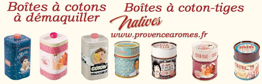 Boîtes à coton à démaquiller, boîtes à coton-tige Natives déco rétro vintage