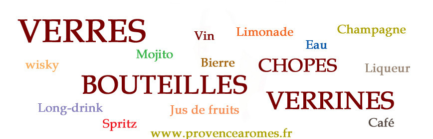 VERRES, CHOPES, BOUTEILLES, VERRINES